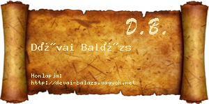 Dévai Balázs névjegykártya